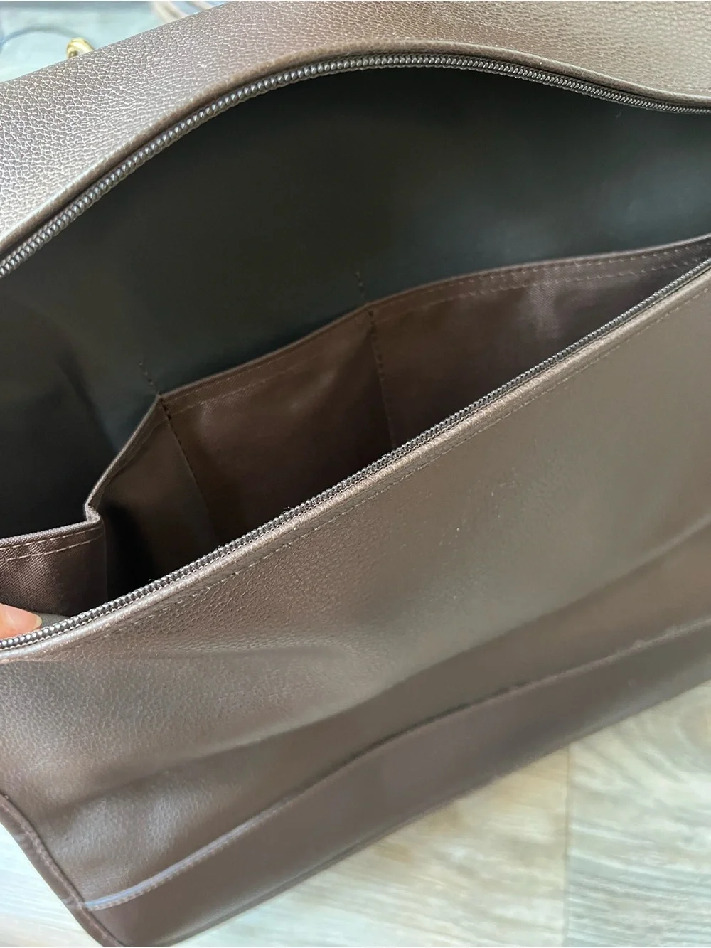 Longchamp Dark Brown Leather Briefcase with Gold Hardware
